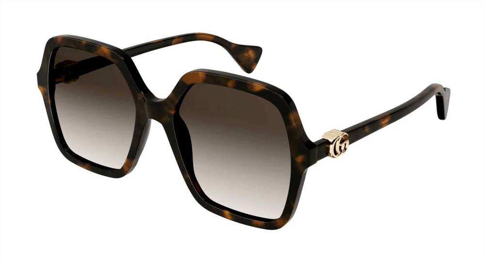NEW GUCCI women's squared sunglasses in havana/brown